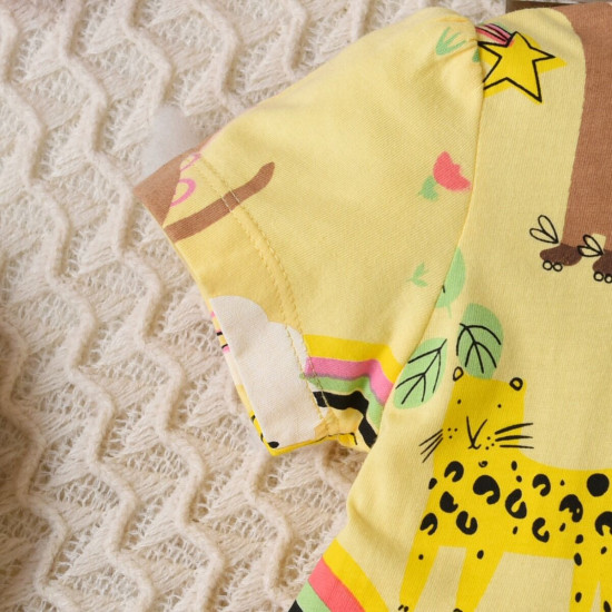 18M-7Y Toddler Girls Dinosaur Pattern Short Sleeve Dresses  Girls Clothes  