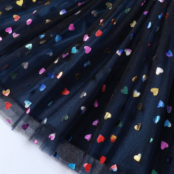 18M-6Y Toddler Girls Cartoon Printed Colorful Love Mesh Dresses Valentine's Day  Girls Clothes  