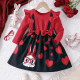 18M-6Y Toddler Girls Valentine's Day Heart Bow Long Dresses  Girls Clothes  