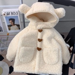 9M-6Y Toddler Girls Solid Color Lambswool Hooded Jackets & Coats  Girls Clothing Suppliers  