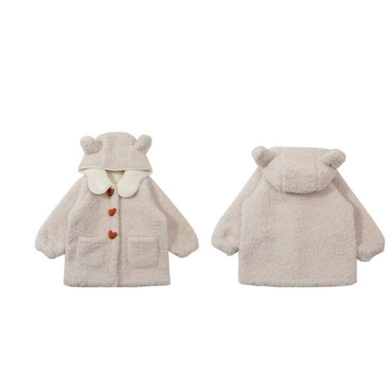 9M-6Y Toddler Girls Solid Color Lambswool Hooded Jackets & Coats  Girls Clothing Suppliers  