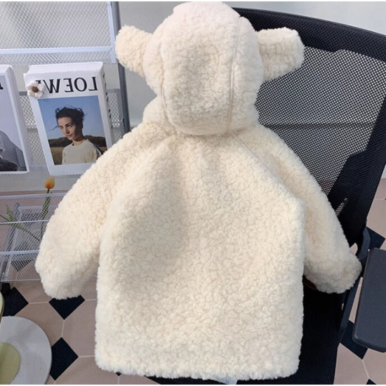 9M-6Y Toddler Girls Solid Color Lambswool Hooded Jackets & Coats  Girls Clothing Suppliers  