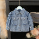 9M-7Y Toddler Girls Lapel Pearl Denim Jackets  Girls Clothes  