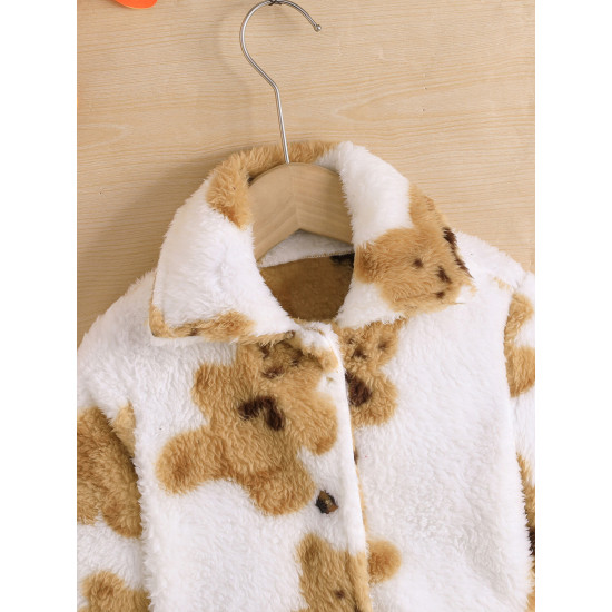 3-7Y Unisex Bear Lapel Plush Jackets & Coats  Toddler Boutique Clothing  