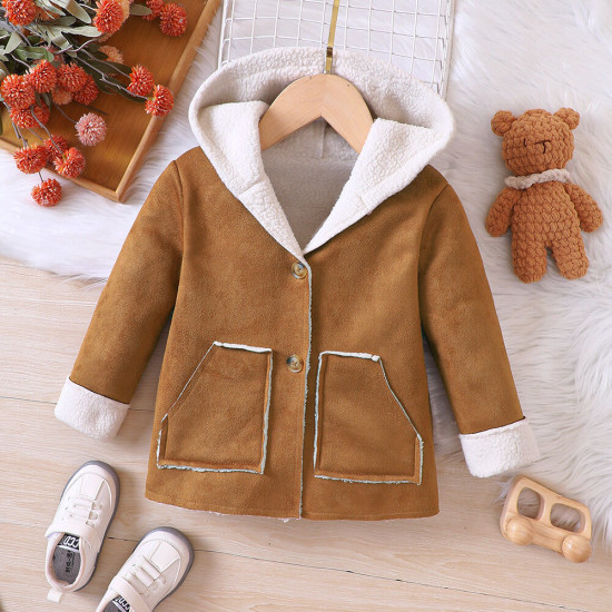 18M-6Y Toddler Girls Plush Hooded Jacket  Girls Fashion Clothes  