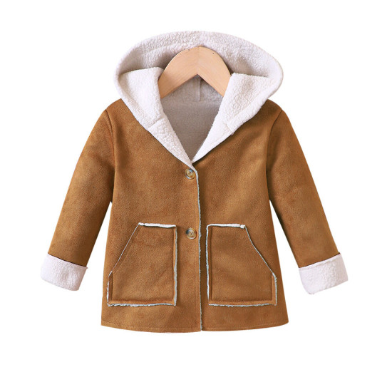 18M-6Y Toddler Girls Plush Hooded Jacket  Girls Fashion Clothes  