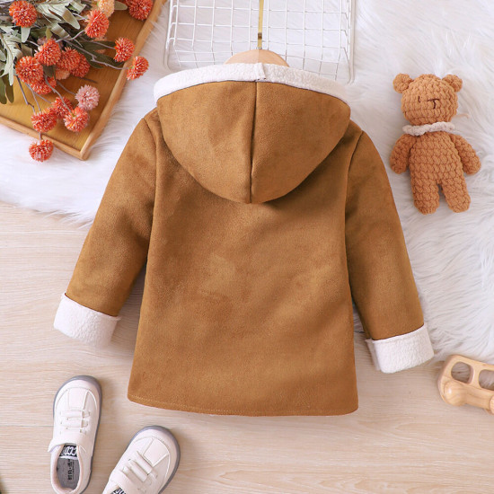 18M-6Y Toddler Girls Plush Hooded Jacket  Girls Fashion Clothes  
