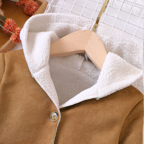 18M-6Y Toddler Girls Plush Hooded Jacket  Girls Fashion Clothes  