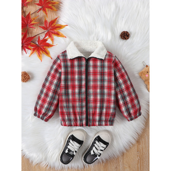 9M-5Y Unisex Long Sleeve Plaid Fleece Jackets  Toddler Boutique Clothing  