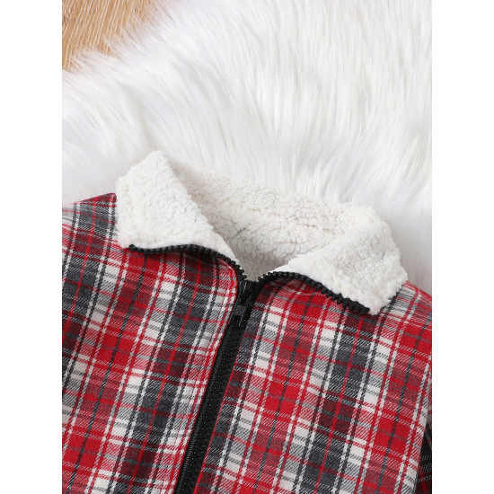 9M-5Y Unisex Long Sleeve Plaid Fleece Jackets  Toddler Boutique Clothing  