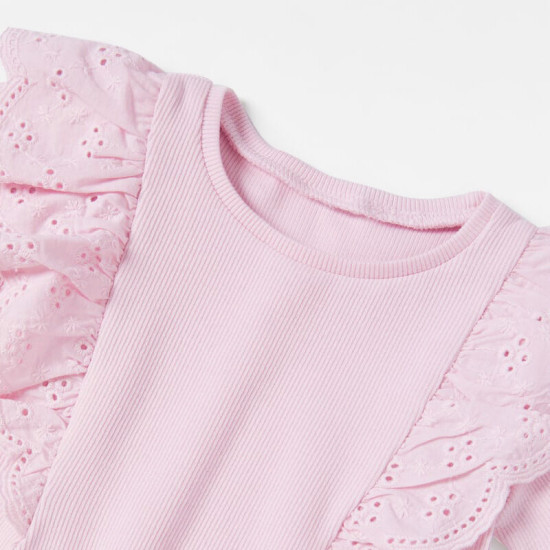 18M-7Y Toddler Girls Crew Neck Ruffled T-Shirts  Girls Clothing  