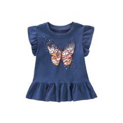 18M-7Y Toddler Girls Butterfly Crew Neck Tops  Girls Clothing  