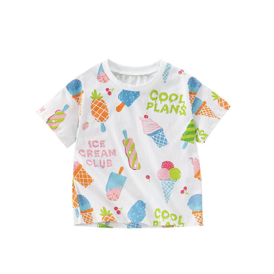 18M-7Y Toddler Girls Ice Cream Crew Neck T-Shirts  Girls Clothing  