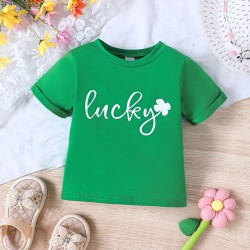 18M-6Y Toddler Girls St. Patrick's Day Letter Print Short Sleeve T-Shirts  Girls Clothes  