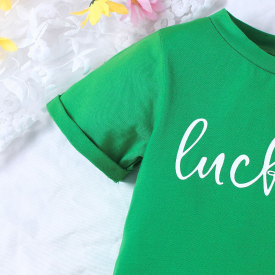 18M-6Y Toddler Girls St. Patrick's Day Letter Print Short Sleeve T-Shirts  Girls Clothes  