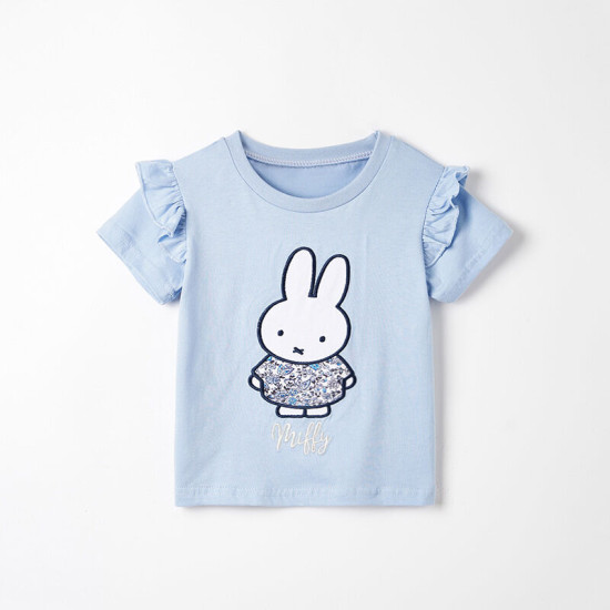 18M-7Y Toddler Crew Neck Rabbit Print T-Shirts  Girls Clothes  