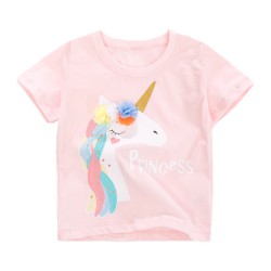 18M-7Y Toddler Girls Pink Short Sleeve Unicorn Dresses  Girls Clothes  