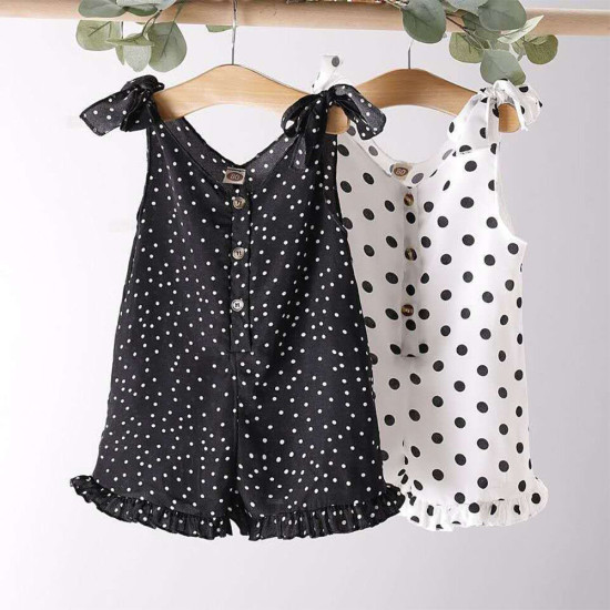 9M-5Y Toddler Girls Polka-Dot Print Camisole Rompers  Girls Clothes  