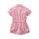 18M-6Y Toddler Girls Pink Lapel Shorts Sleeve Rompers  Girls Clothes  