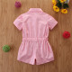 18M-6Y Toddler Girls Pink Lapel Shorts Sleeve Rompers  Girls Clothes  