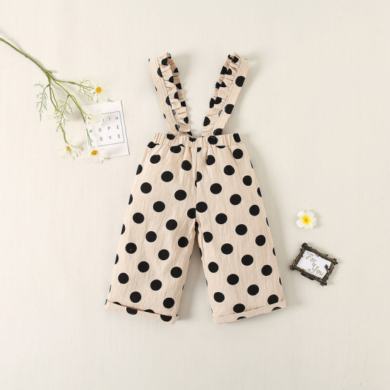 18M-6Y Toddler Girls Polka Dot Check Suspender Trousers  Girls Fashion Clothes  