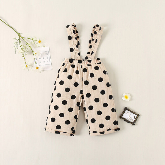 18M-6Y Toddler Girls Polka Dot Check Suspender Trousers  Girls Fashion Clothes  