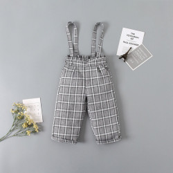 18M-6Y Toddler Girls Polka Dot Check Suspender Trousers  Girls Fashion Clothes  