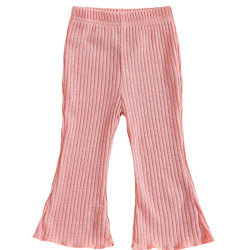 18M-6Y 3pcs Toddler Girls Solid Color Ribbed Flared Pants  Girls Fashion Clothes  