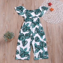 3-11Y Big Kids Girls Off-Shoulder Banana Leaf Print Jumpsuit  Kid Clothing  