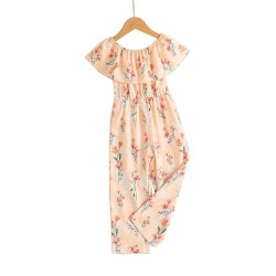 2-7Y Toddler Girls Floral Off-Shoulder Jumpsuit  Girls Clothes  