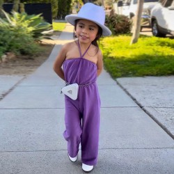18M-7Y Toddler Girls Strapless Halter Neck Jumpsuit  Girls Clothes  