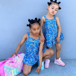 18M-7Y Toddler Girls Letter Sleeveless Denim Sling Rompers  Girls Fashion Clothes  