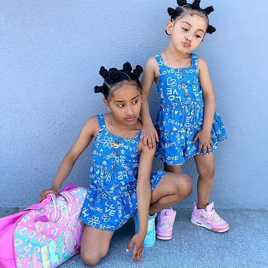 18M-7Y Toddler Girls Letter Sleeveless Denim Sling Rompers  Girls Fashion Clothes  