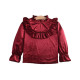 3-7Y Toddler Girls Ruffled Collar Long Sleeve Vintage Red Velvet Tops  Girls Clothes  