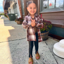 18M-6Y Toddler Girls Casual Long Sleeve Plaid Shirt Jacket  Girls Fashion Clothes  