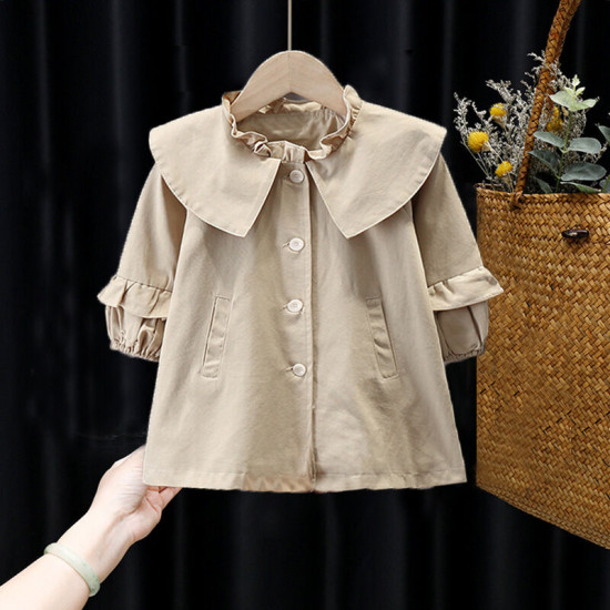 9M-6Y Solid Color Button Wide Collar Tops Girl Baby  Clothing  