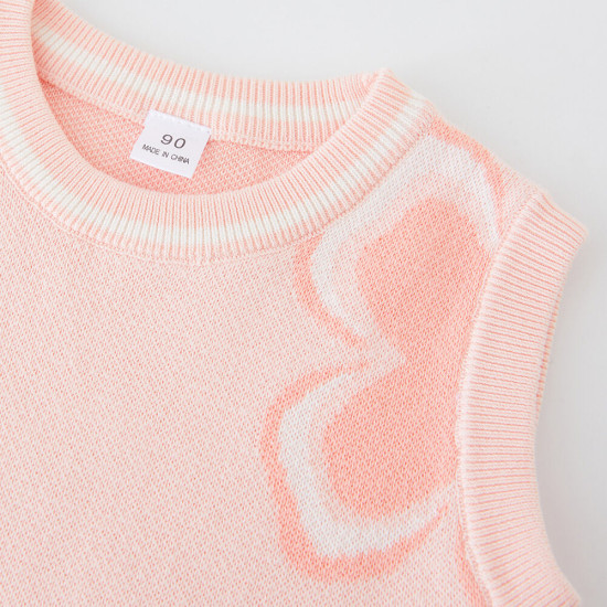 12M-7Y Toddler Girls Round Neck Jacquard Sweater Vest  Girls Clothes  