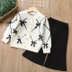 18M-6Y Toddler Girls Sets Knitted Bow Cardigan Sweater And Skirts  Girls Fashion Clothes  