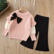18M-6Y Toddler Girls Knitted Sets Contrast Bow Sweater Flared Pants  Girls Clothes  