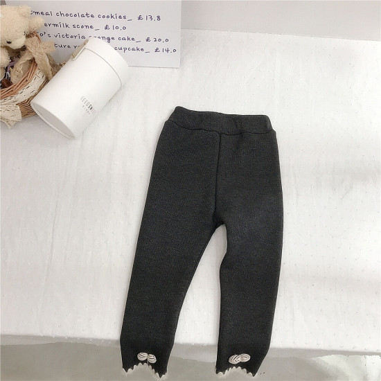18M-6Y Thicken Fleece Warm Pants Bunny And Flower Trousers  Kids Boutique Clothing  