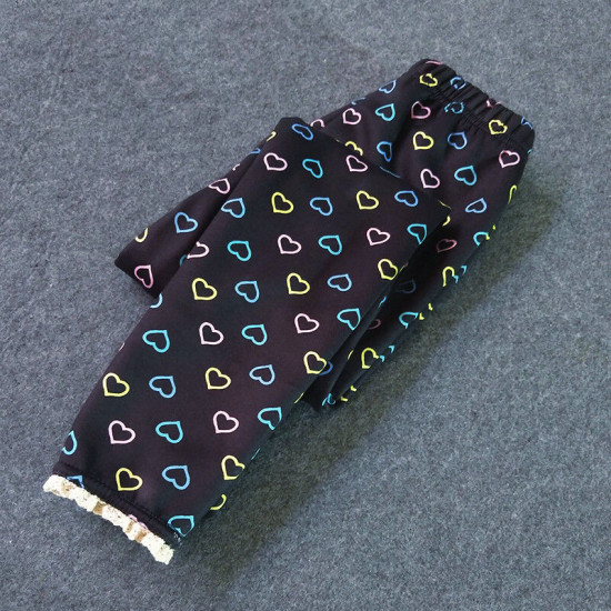 2-13Y Big Kids Girls Love Heart Polka Dots Fleece Leggings  Kids Boutique Clothing  