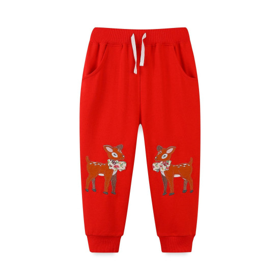 18M-7Y Toddler Girls Deer Embroidered Sweatpants  Girls Clothes  