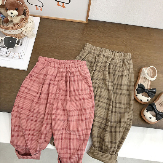 18M-7Y Toddler Girls Plaid Corduroy Pants  Girls Clothes  