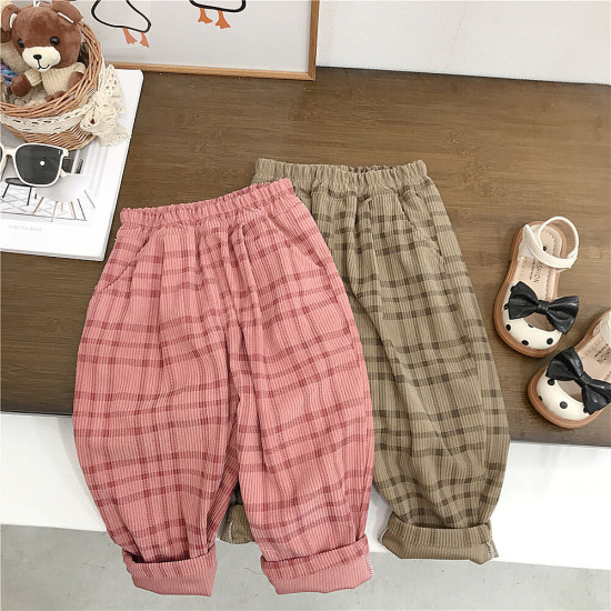 18M-7Y Toddler Girls Plaid Corduroy Pants  Girls Clothes  