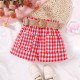 18M-6Y Toddler Girls Summer Casual Plaid Shorts With Pockets And Belt Fashion Girl   