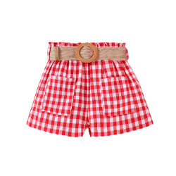 18M-6Y Toddler Girls Summer Casual Plaid Shorts With Pockets And Belt Fashion Girl   