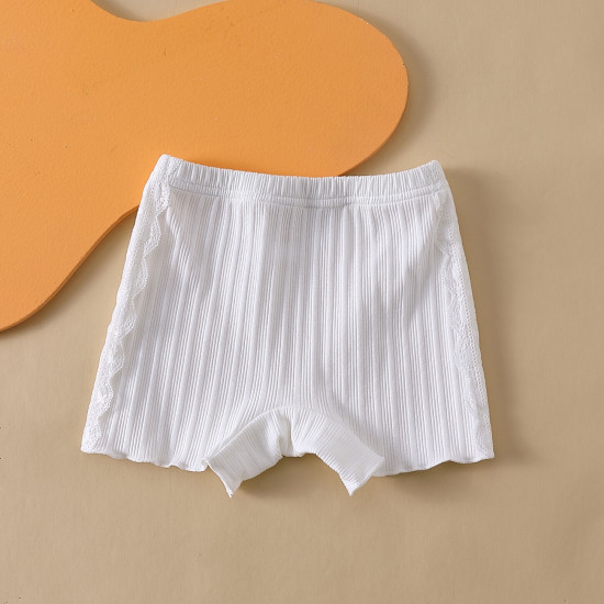 18M-7Y Toddler Girls Lace Trim Pure Color Shorts  Girls Clothes  