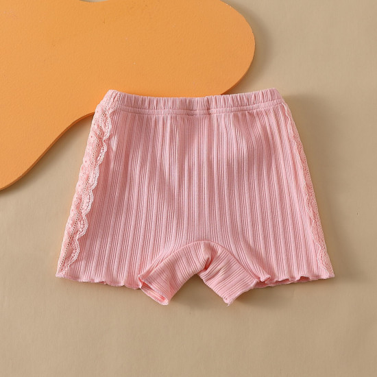 18M-7Y Toddler Girls Lace Trim Pure Color Shorts  Girls Clothes  