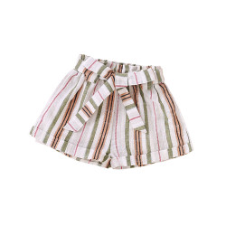 18M-6Y Toddler Girl Vertical Striped Shorts With Waist Belt Fashion Girl   