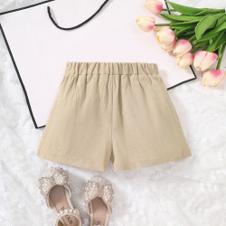 18M-6Y Toddler Girl Solid Color Shorts With Waist Belt  Girls Clothes  